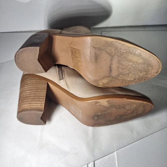 ALDO Cathrina Cream Genuine Leather Ankle Boots Mid Heel Size 9 Rope Piping - Picture 5 of 11